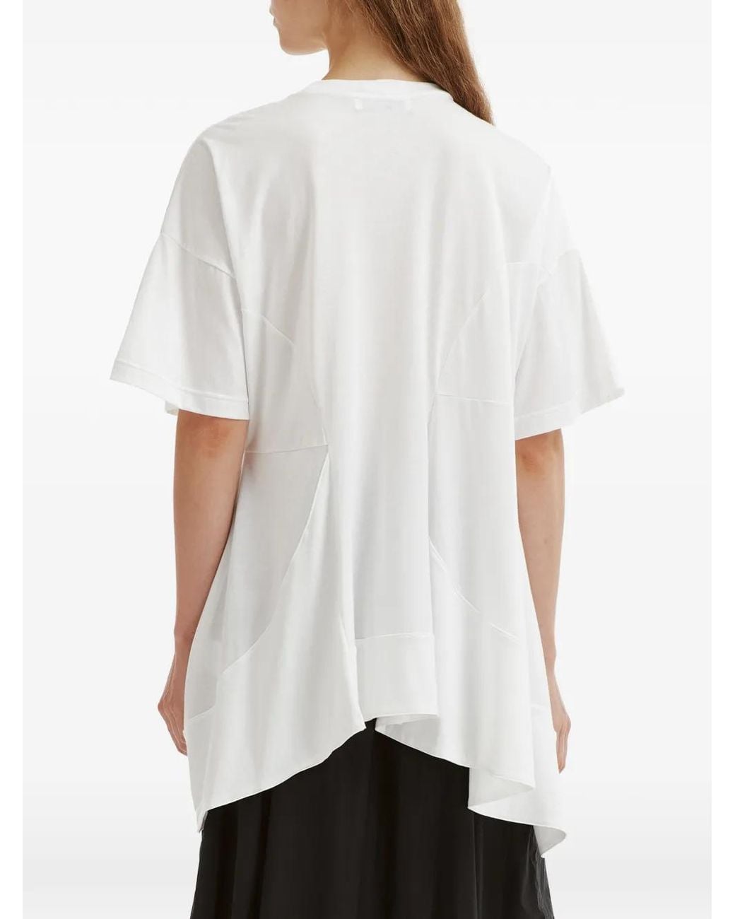 Enfold White Asymmetric Panelled T-Shirt