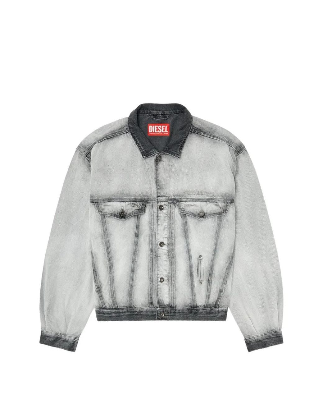 DIESEL Gray Trucker-Jacke Aus Weichem Skeleton-Denim