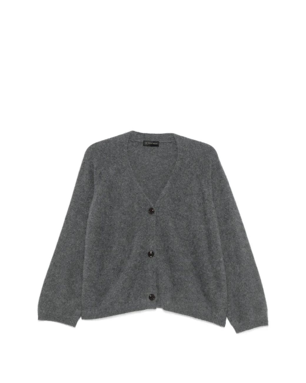 Le Petite Pulle Gray V-Neck Button-Up Cardigan
