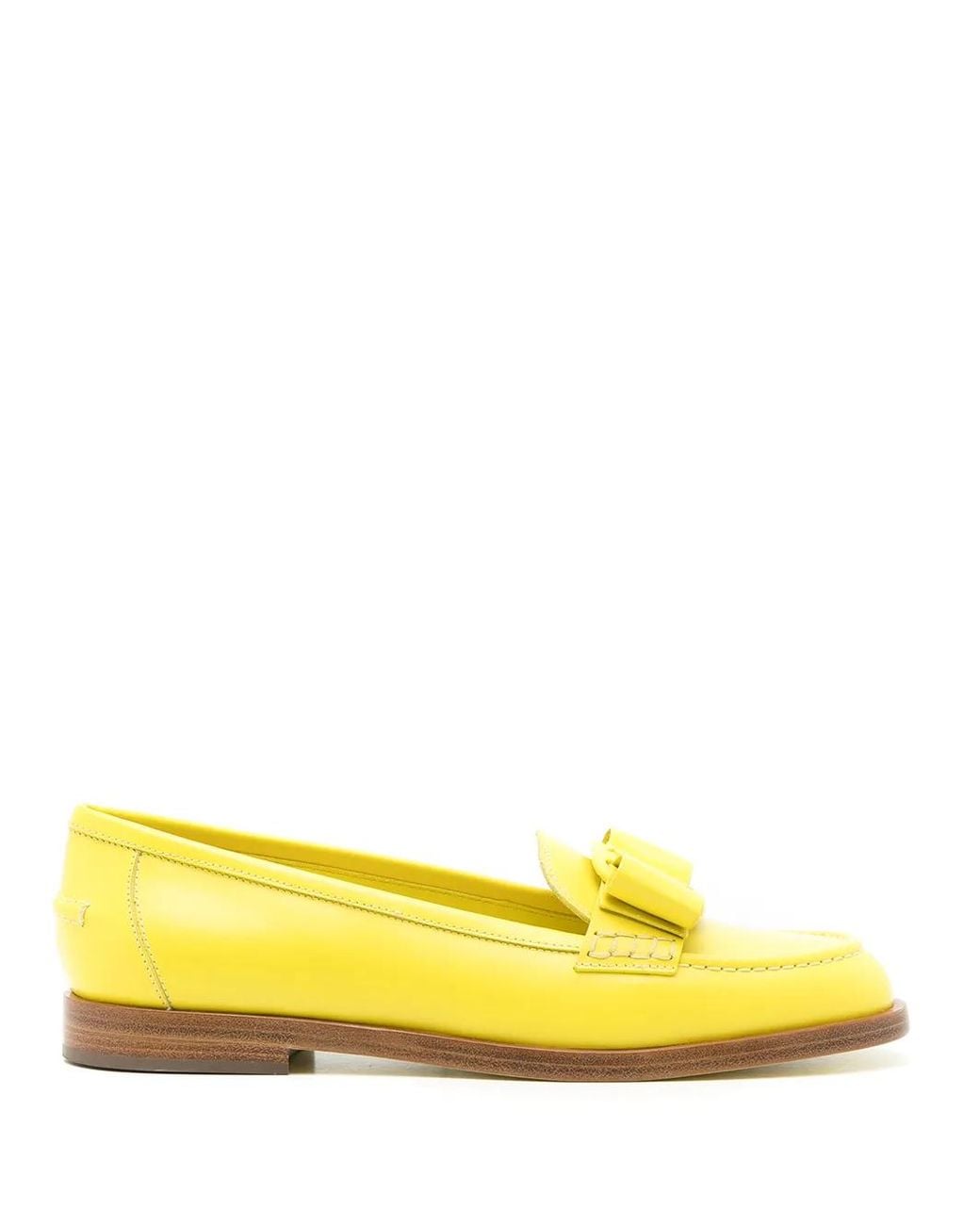 Ferragamo Yellow Viva Bow Loafers
