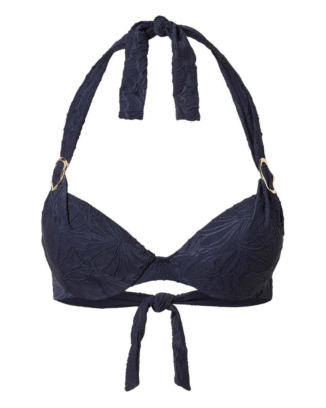 Twinset Blue Floral-Jacquard Bikini Top