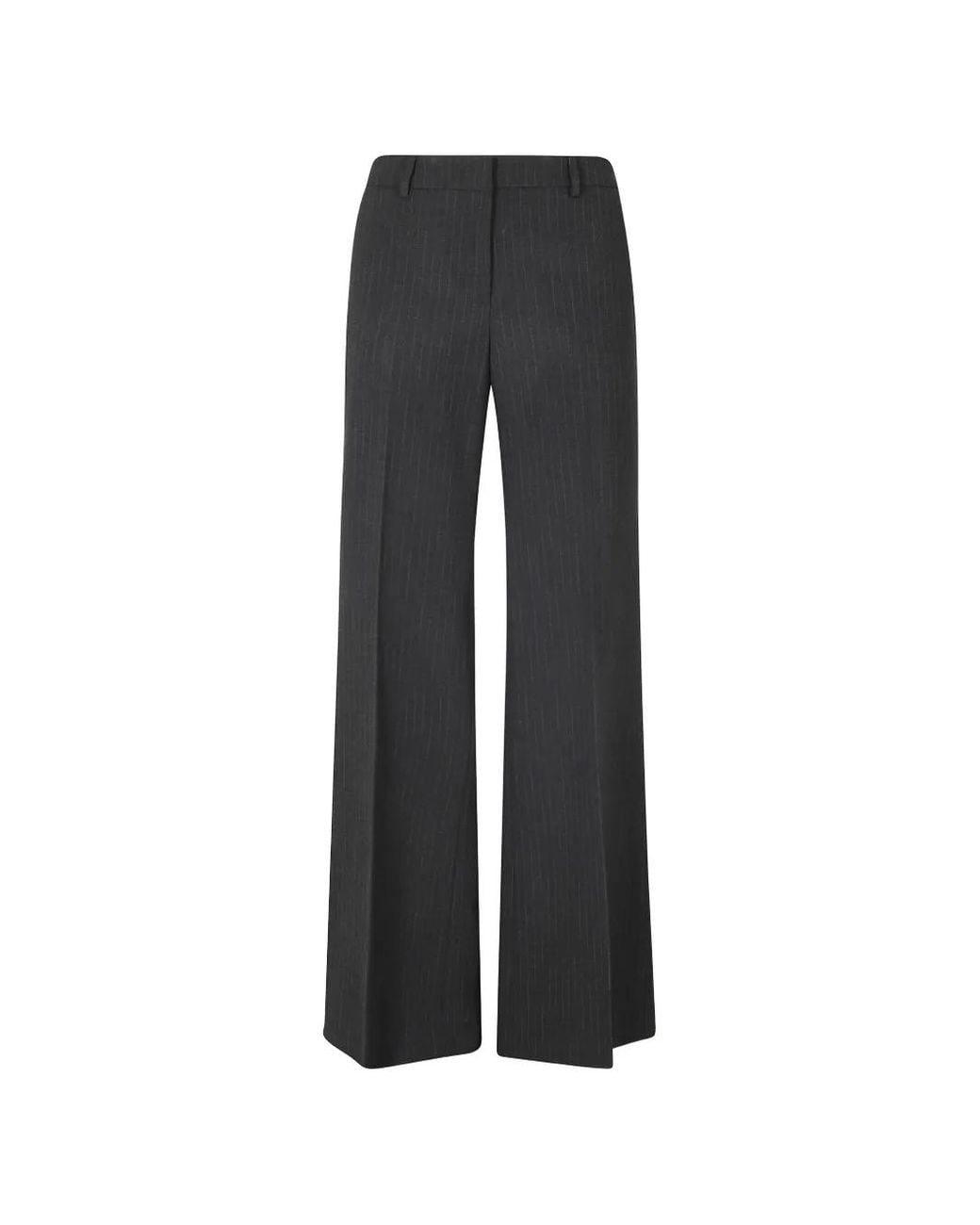 Seventy Black Pinstripe Wide-Leg Trousers