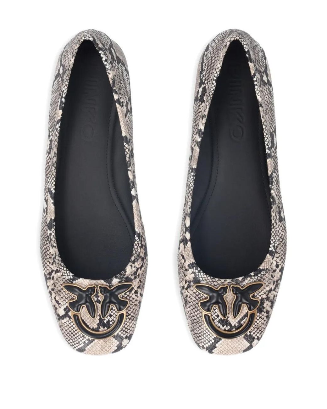 Pinko Multicolor Ballerinas With Python Print And Love Birds Logo