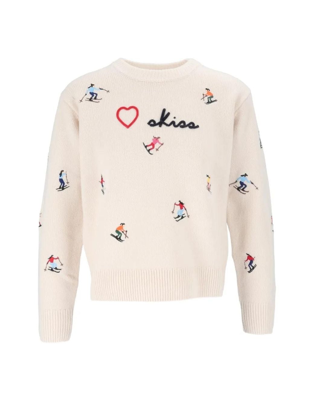 Mc2 Saint Barth Natural Skier-Embroidered Sweater for men