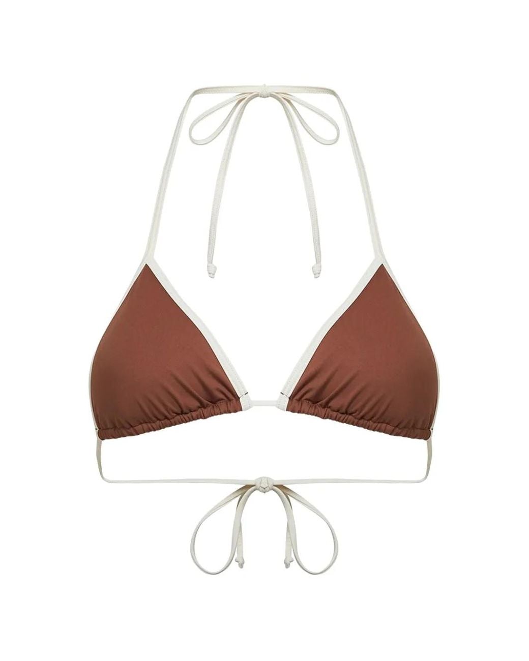 Mc2 Saint Barth Brown Leah String Triangle Bikini Top