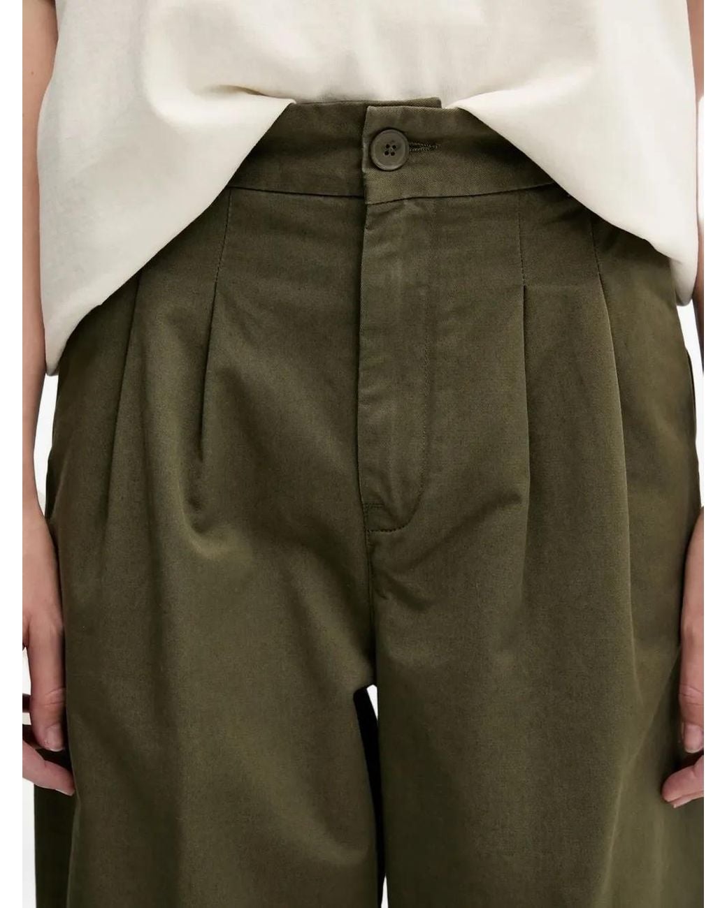 Carhartt White Pleated Straight-Leg Trousers