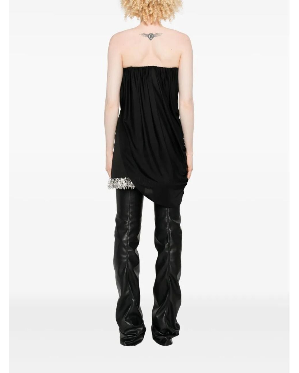 GIUSEPPE DI MORABITO Black Draped Strapless Top