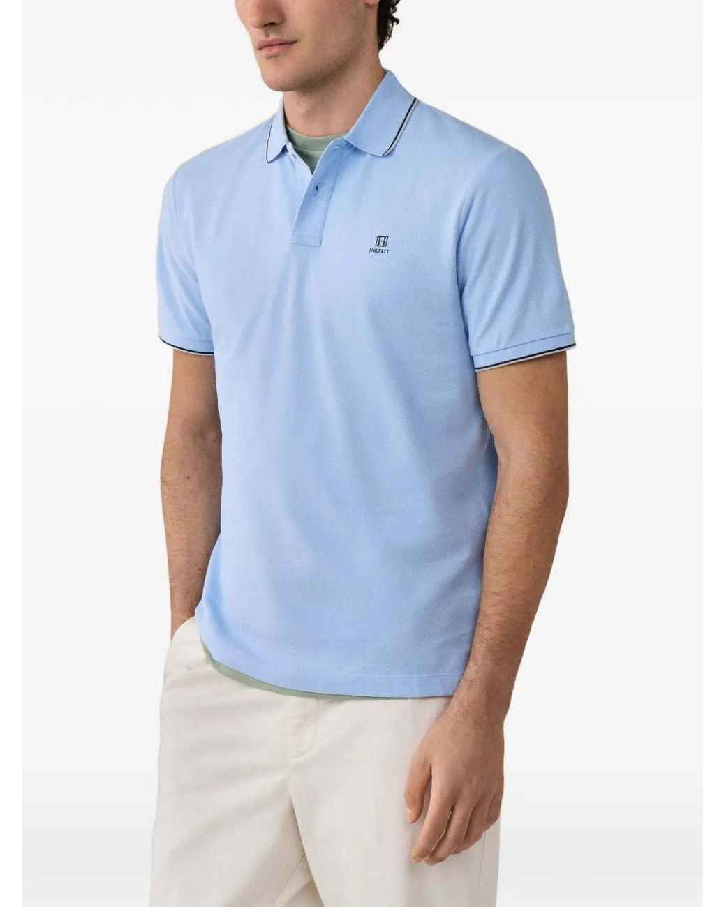 Hackett Blue Logo-Embroidered Polo Shirt for men