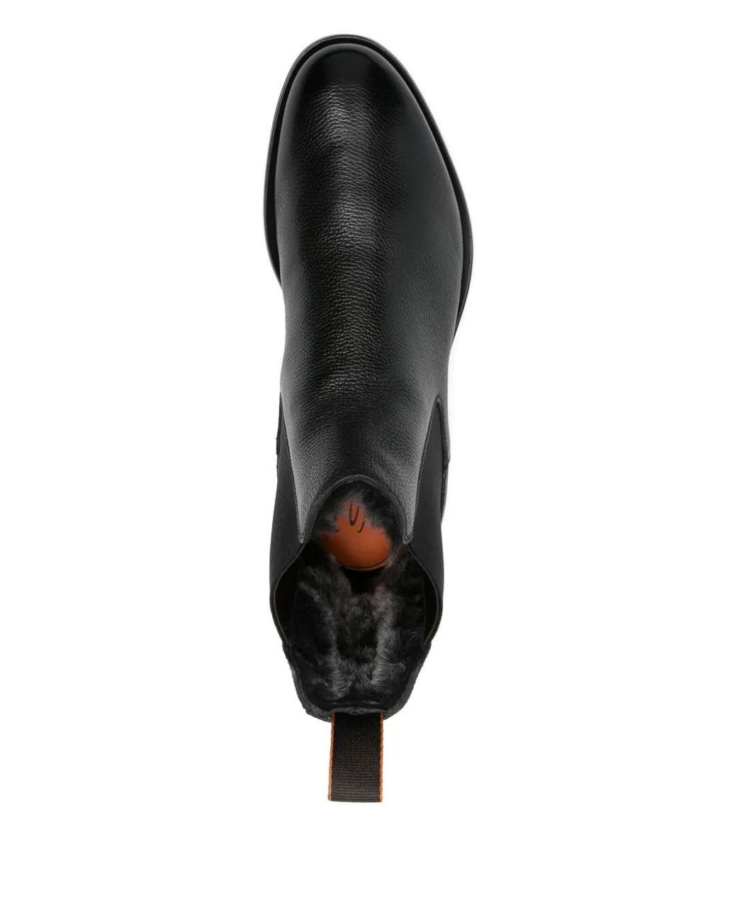 Santoni Black Elastic-Panel Leather Boots for men