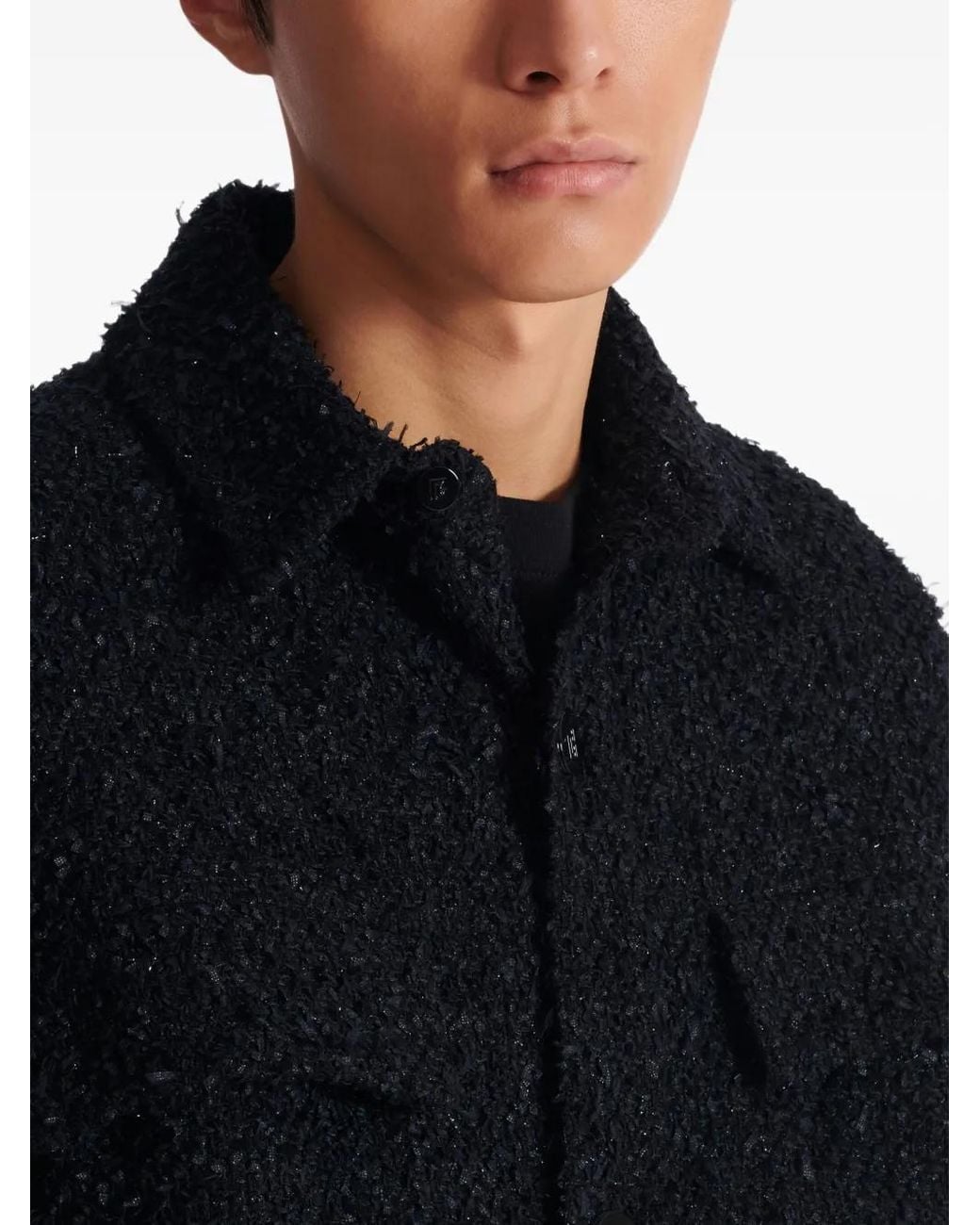 Balmain Tweed Shirtjack in het Blue voor heren