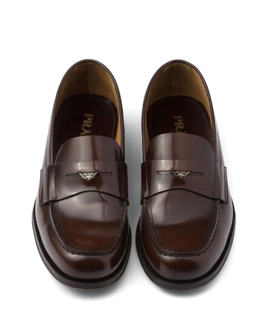 Prada Brown Penny-Slot Leather Loafers for men