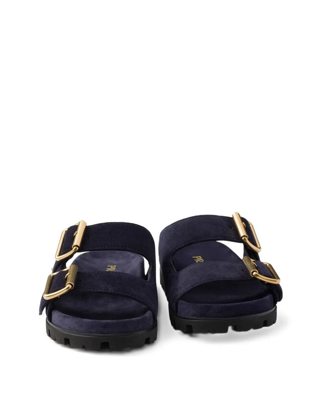 Prada Blue Sandalen Aus Veloursleder