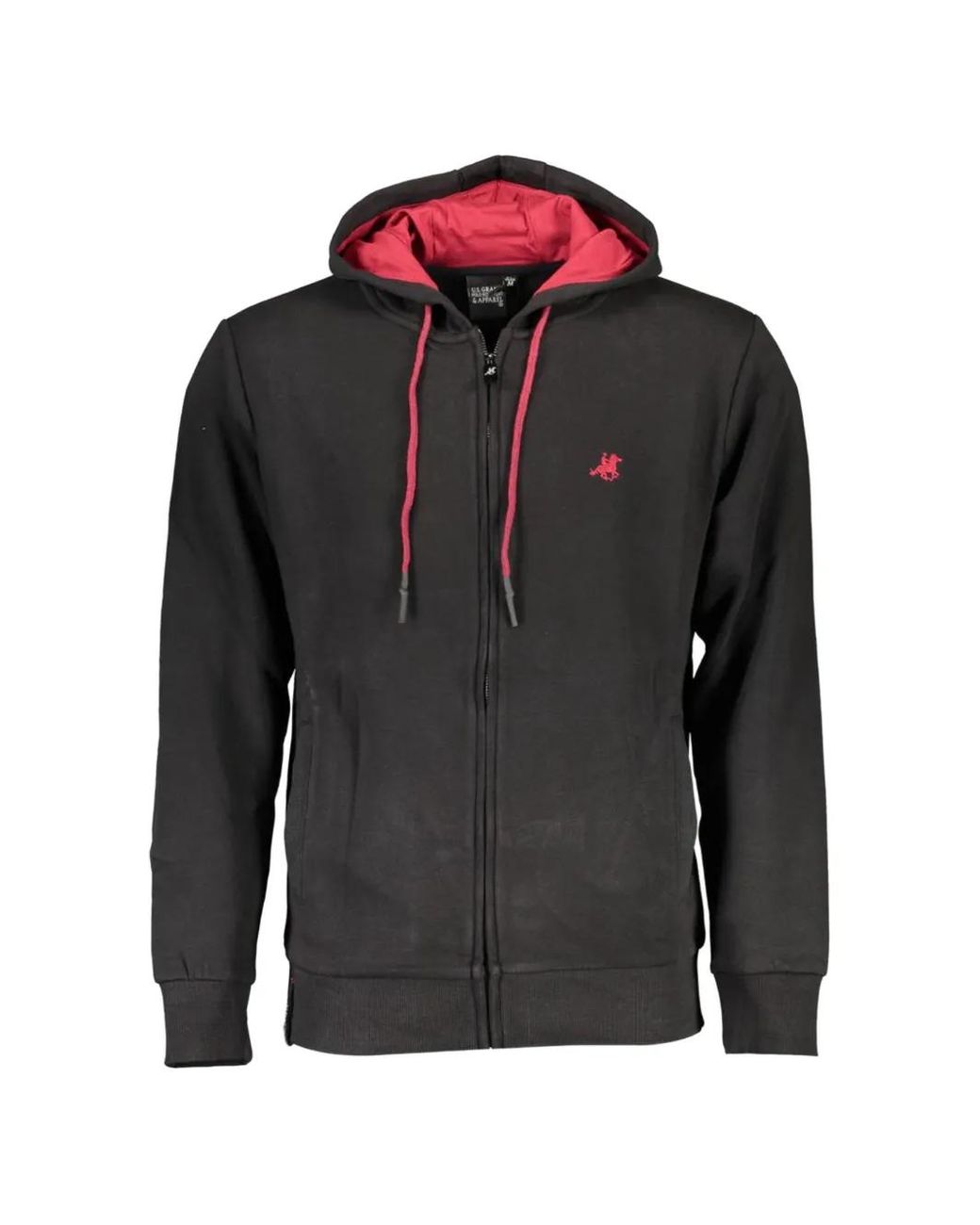 U.S. Grand Black Logo-Embroidered Zip-Up Hoodie for men