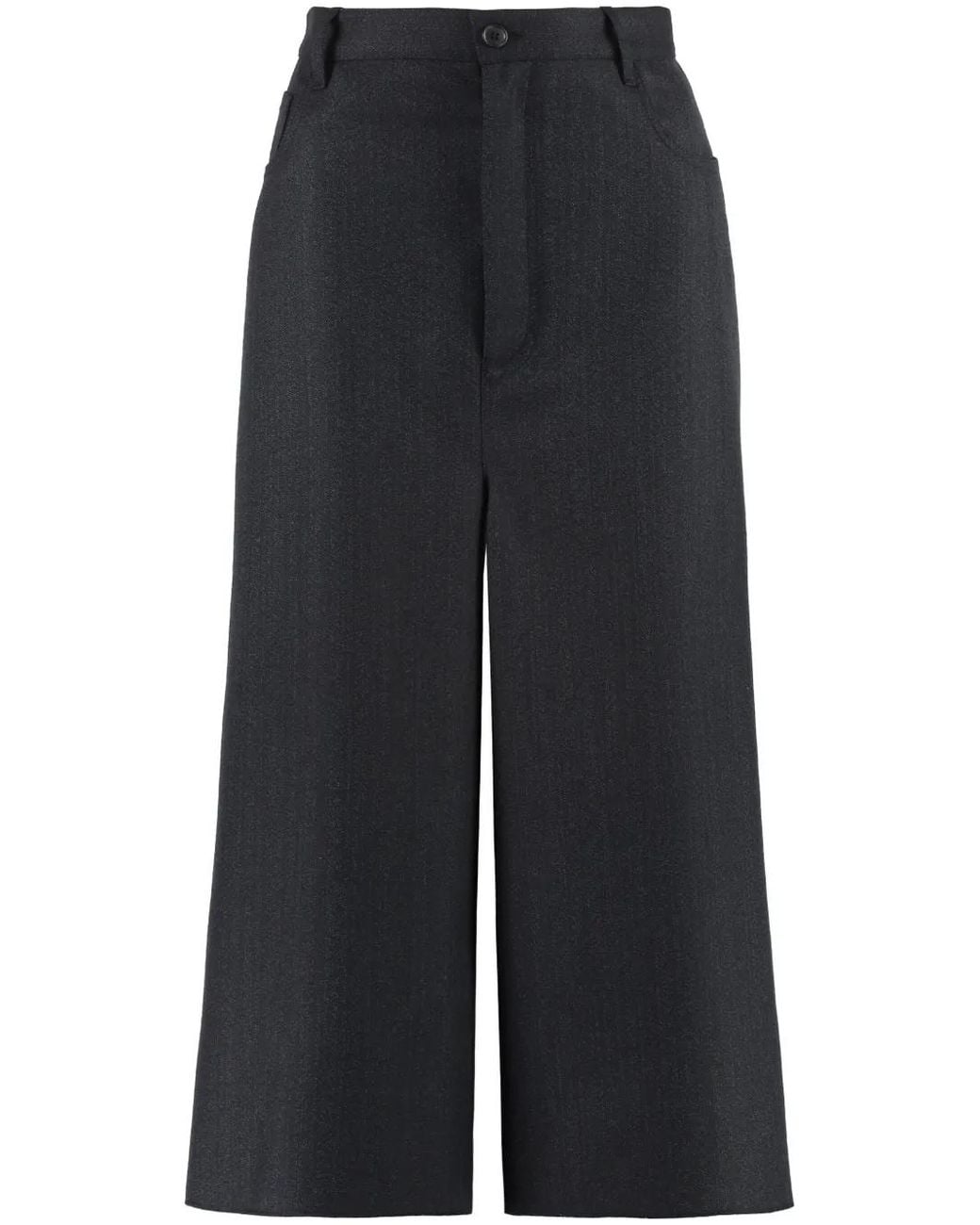 Balenciaga Black Wide-Leg Cropped Trousers