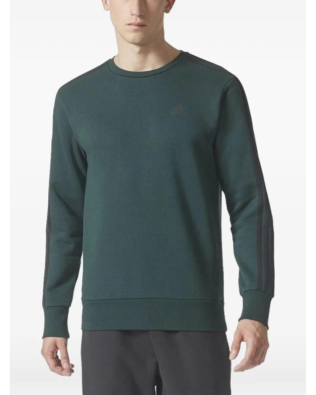 Adidas Green Essential Three-Stripes Sweatshirt for men