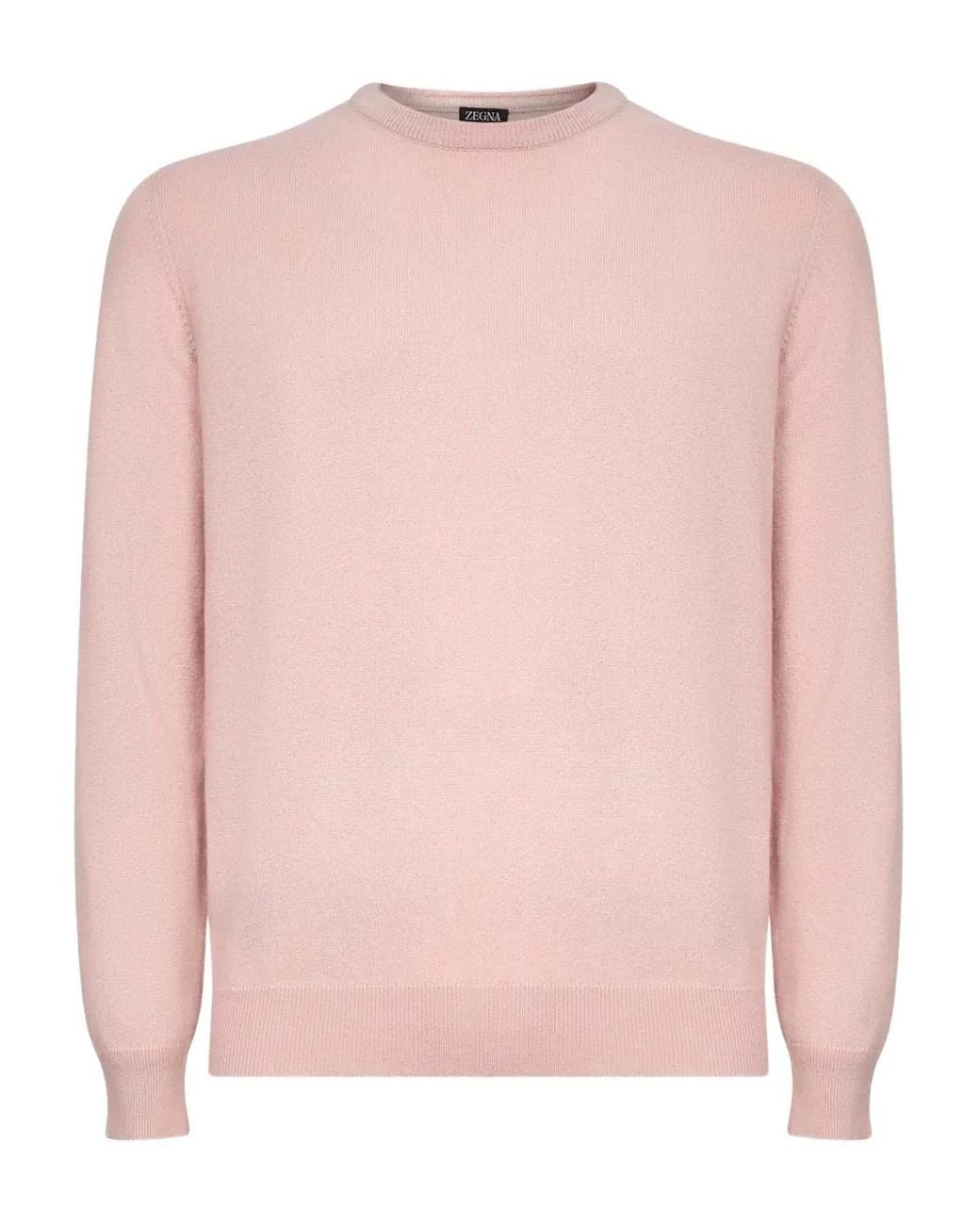 Zegna Pink Crew-Neck Cashmere Sweater for men