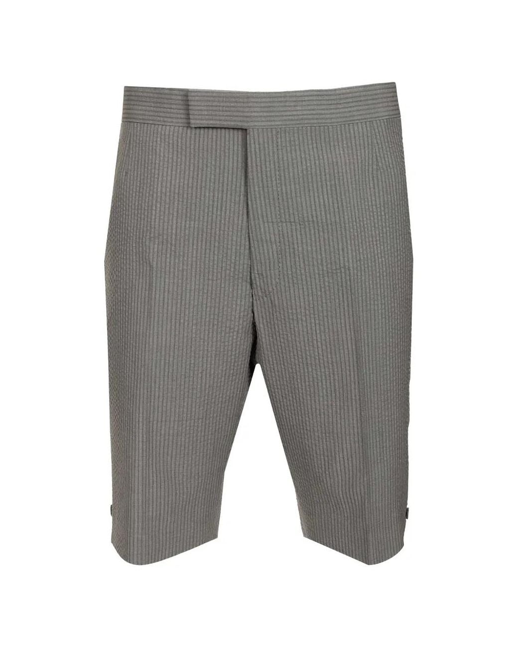 Thom Browne Gray Side-Slit Shorts for men