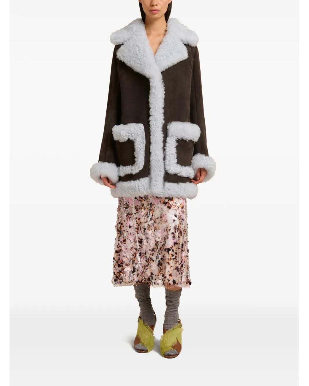Marni Gray Logo-Patch Pocket Leather Jacket