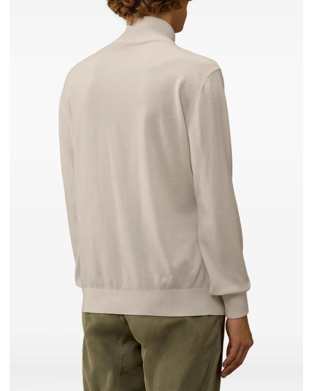 C P Company Natural Half-Zip Lens-Pocket Sweater for men