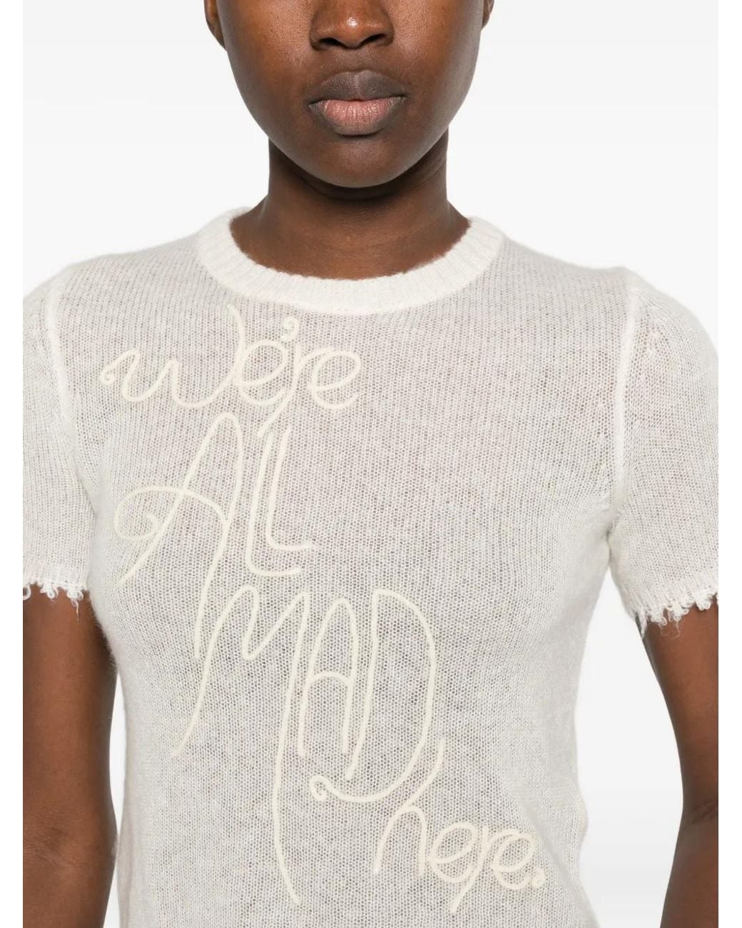 Re/done Blue Embroidered Distressed T-Shirt