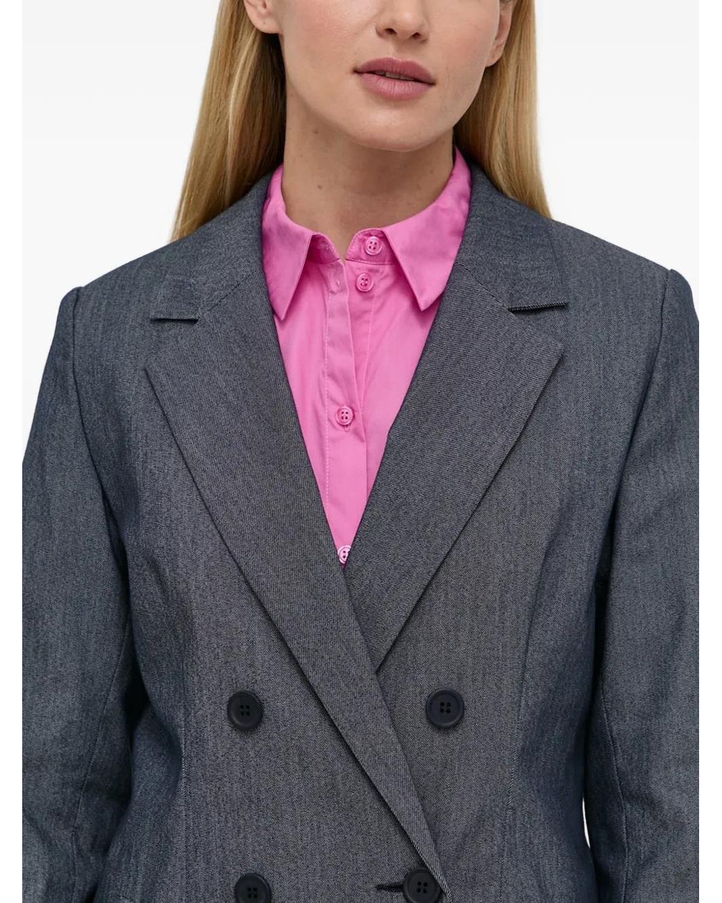 Gestuz Gray Double-Breasted Blazer