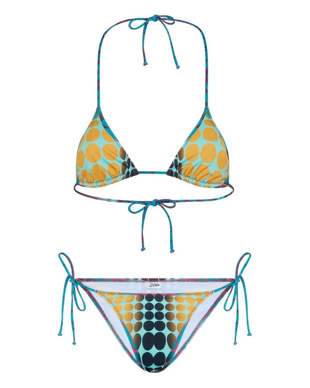 Jean Paul Gaultier Yellow Printed Tie Bikini Set