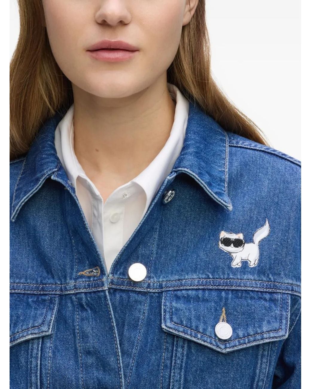 Karl Lagerfeld Blue Ikon Choupette Denim Jacket