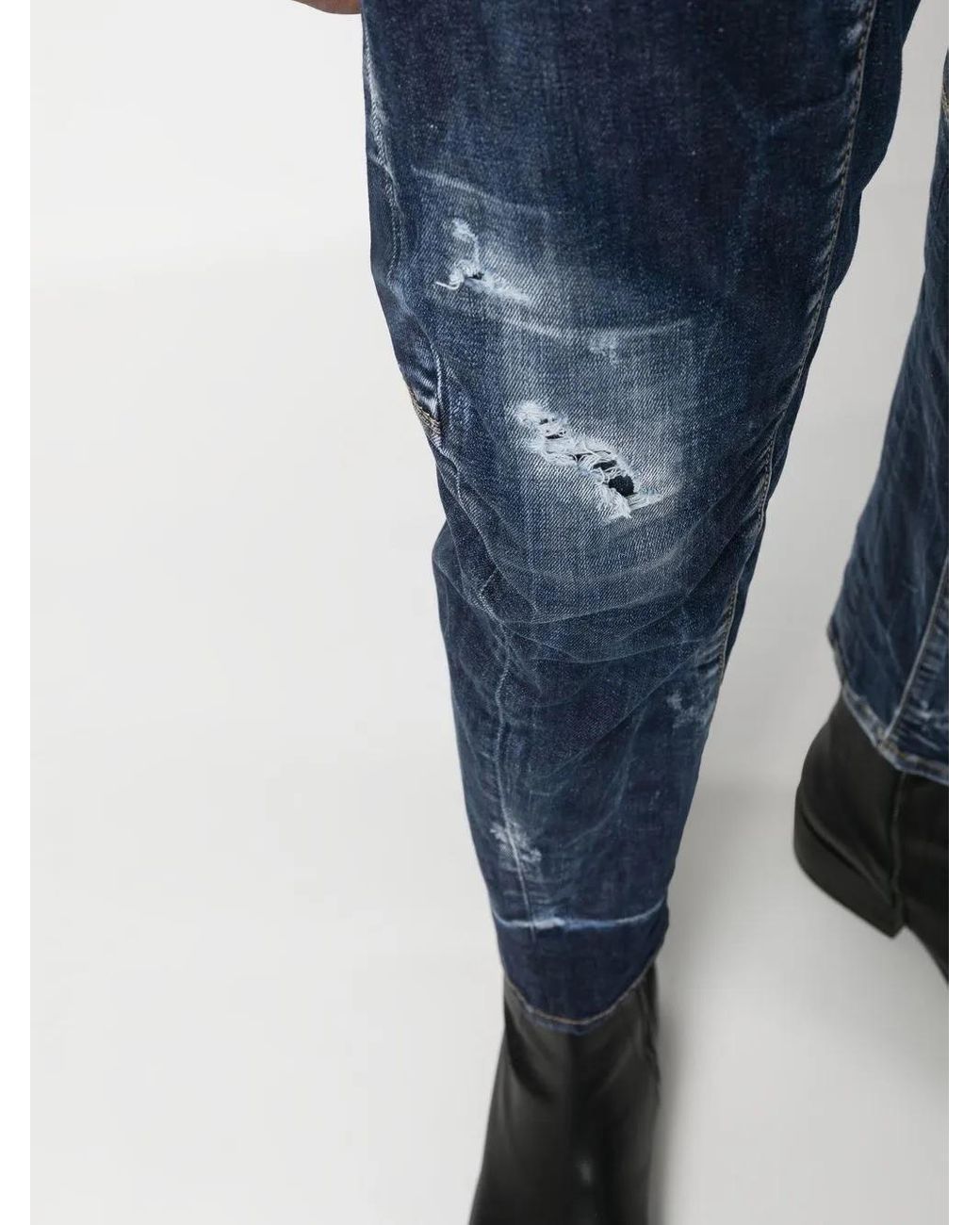 DSquared² Blue Distressed Skinny Jeans for men