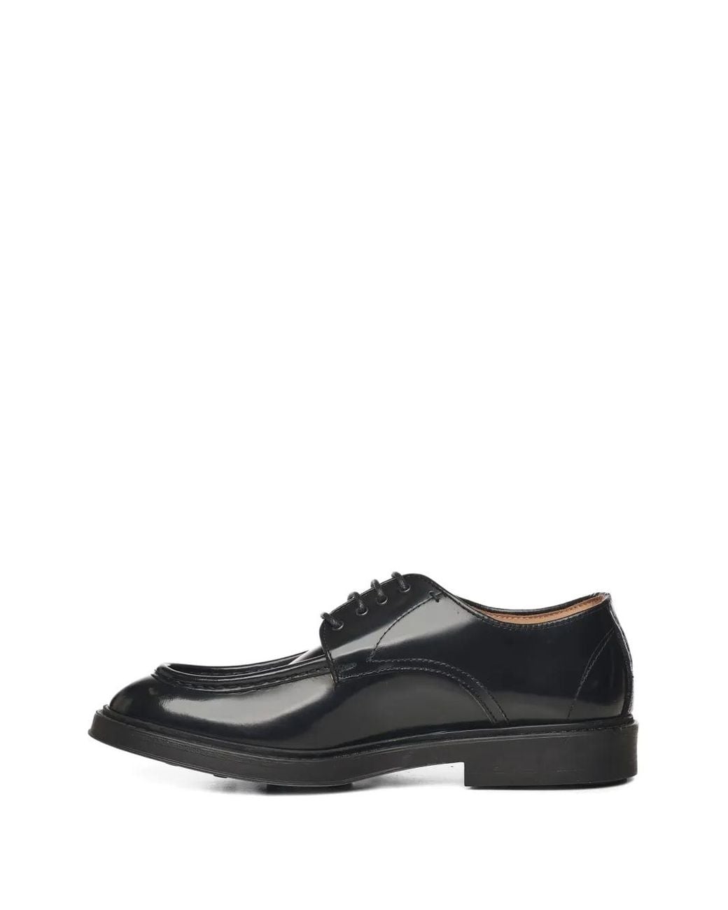 Giuliano Galiano Black Round-Toe Leather Derby Shoes for men