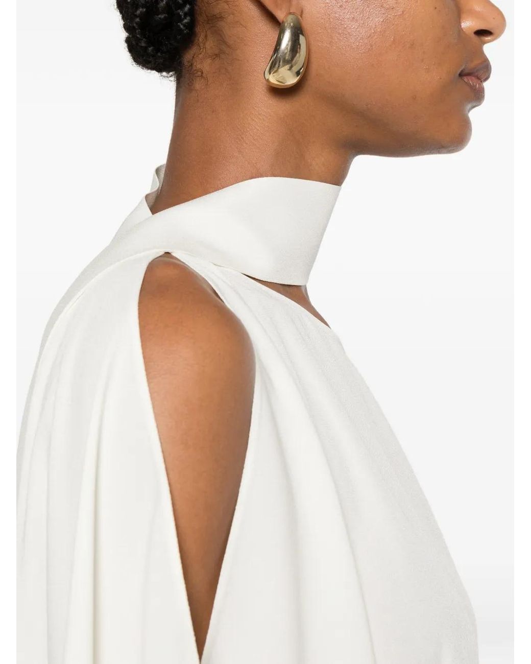 Taller Marmo White Robe-Caftan Longue À Une Manche
