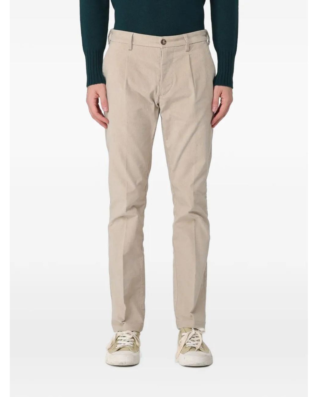 Brooksfield Natural Corduroy Pleated Trousers for men