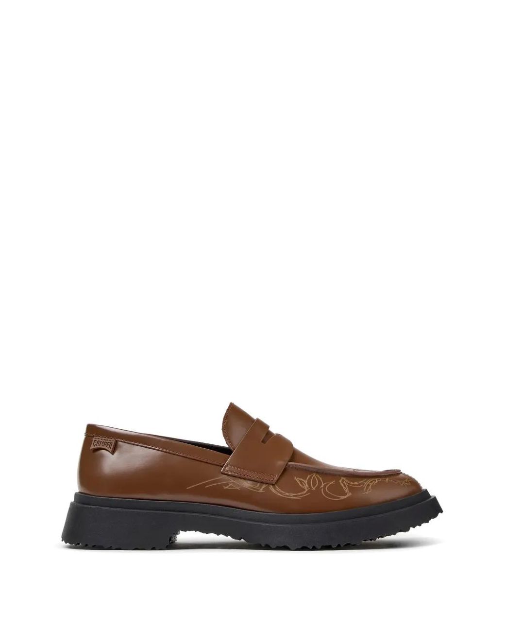 Camper Brown Walden Embroidered Leather Loafers for men