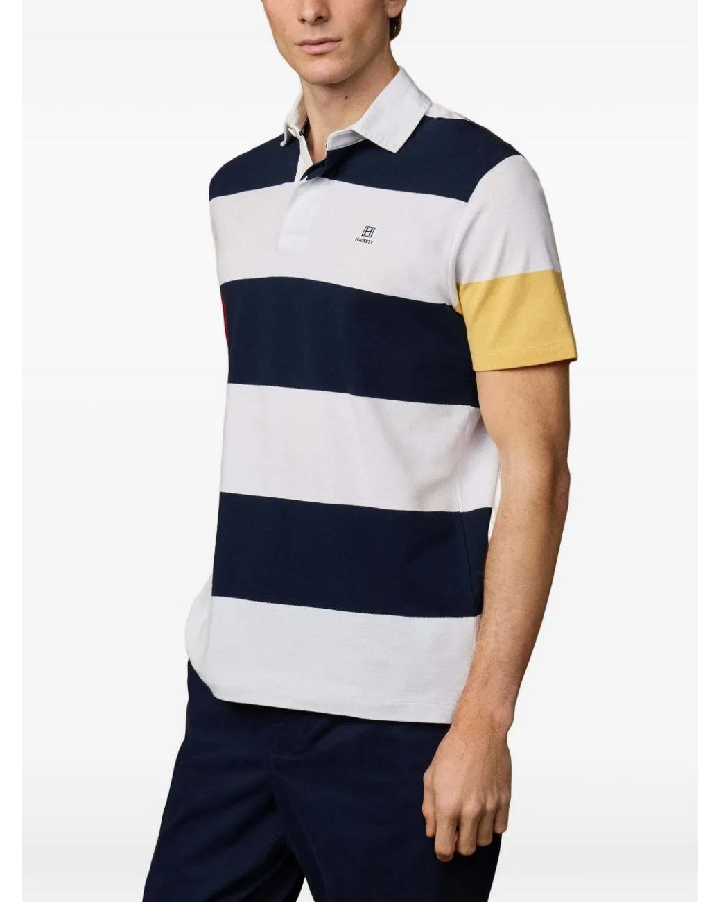 Hackett Blue Striped Rugby Polo Shirt for men