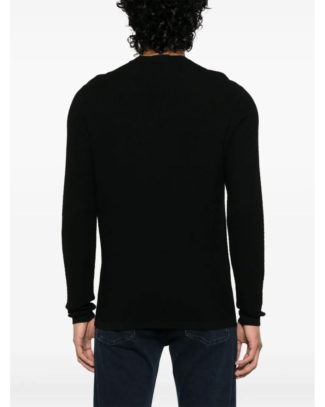 Emporio Armani Black Textured Sweater for men