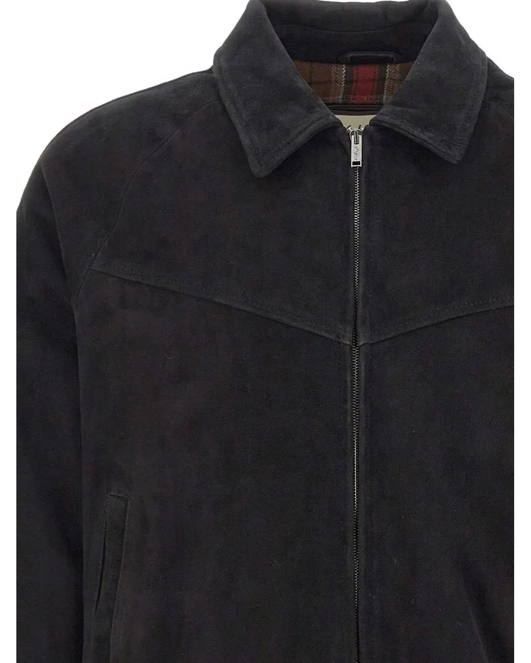 Volfagli Blue Pantheon Buccio Suede Bomber Jacket for men