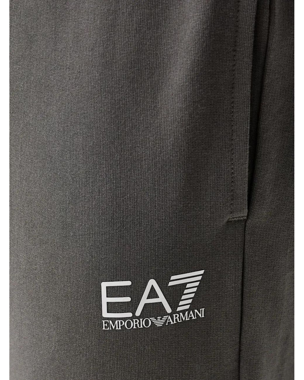 EA7 Black Logo-Print Track Pants for men