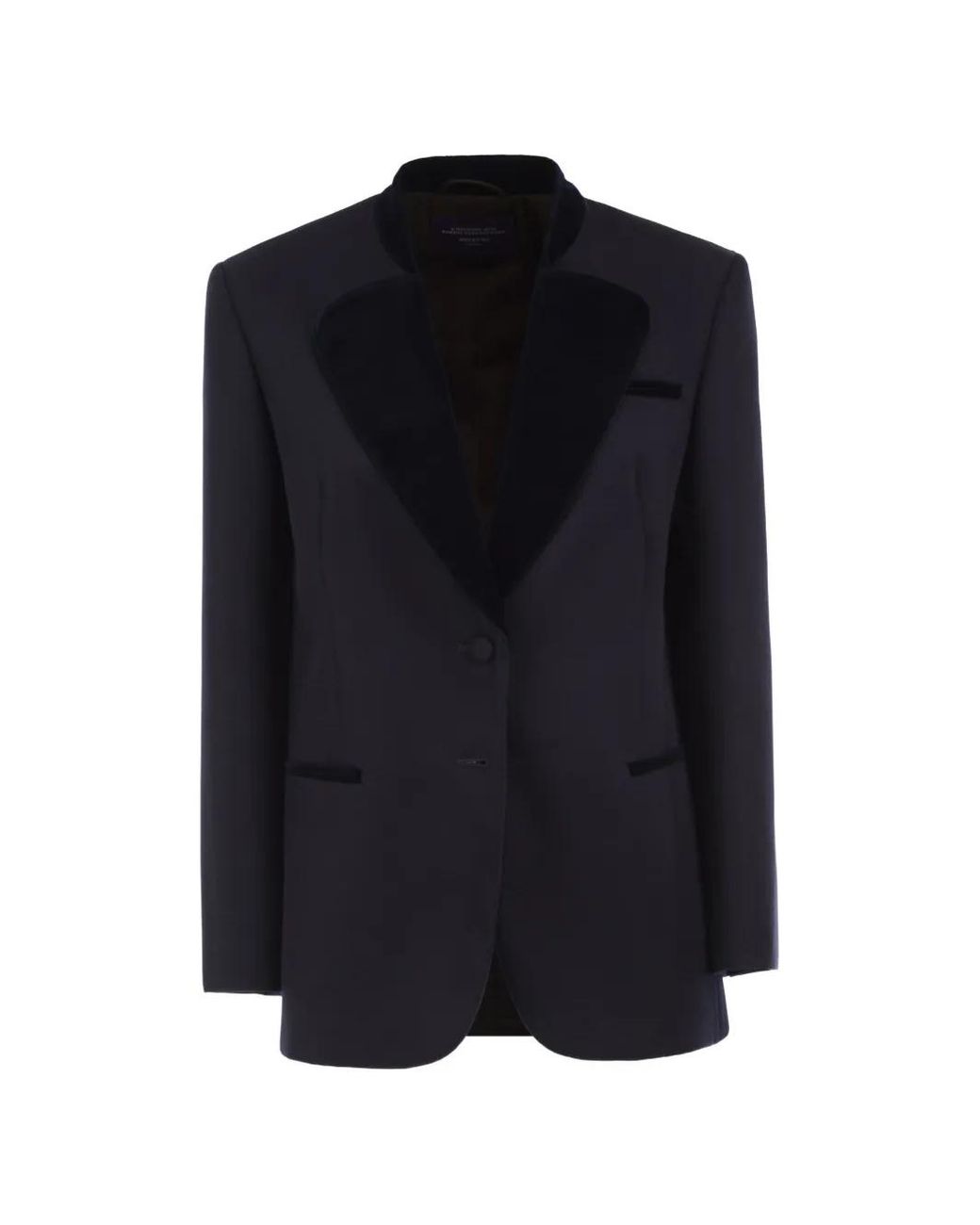Weekend by Maxmara Blue Velvet-Trim Single-Breasted Suit Jacket