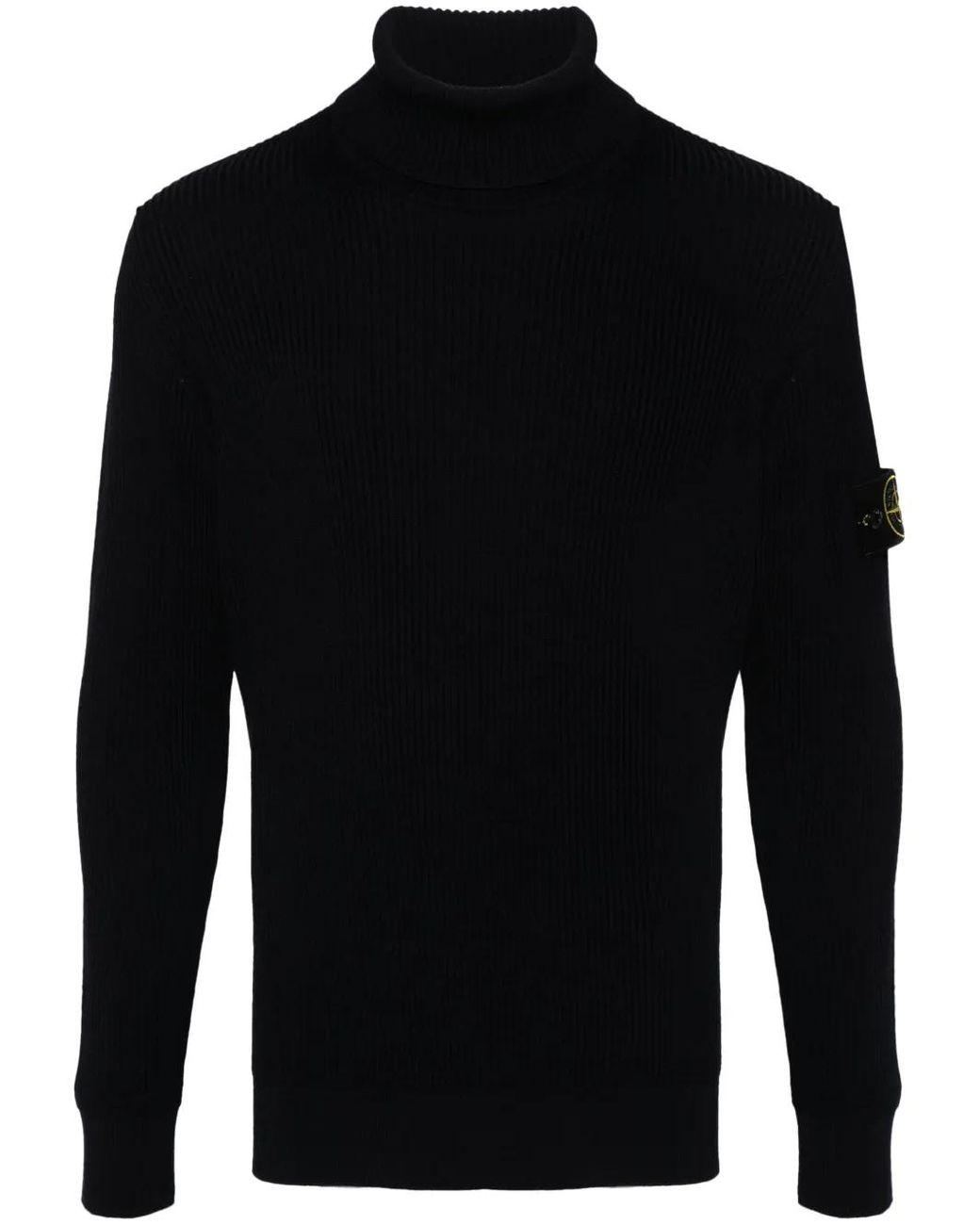 Stone Island Blue Wool High-Neck Sweater for men