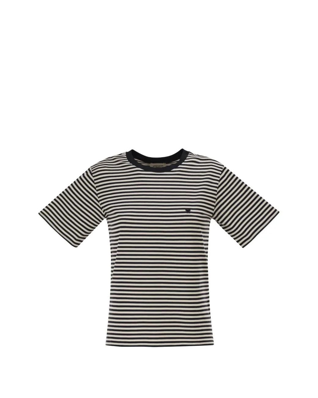 Weekend by Maxmara Gray T-Shirt Rayé À Logo Brodé