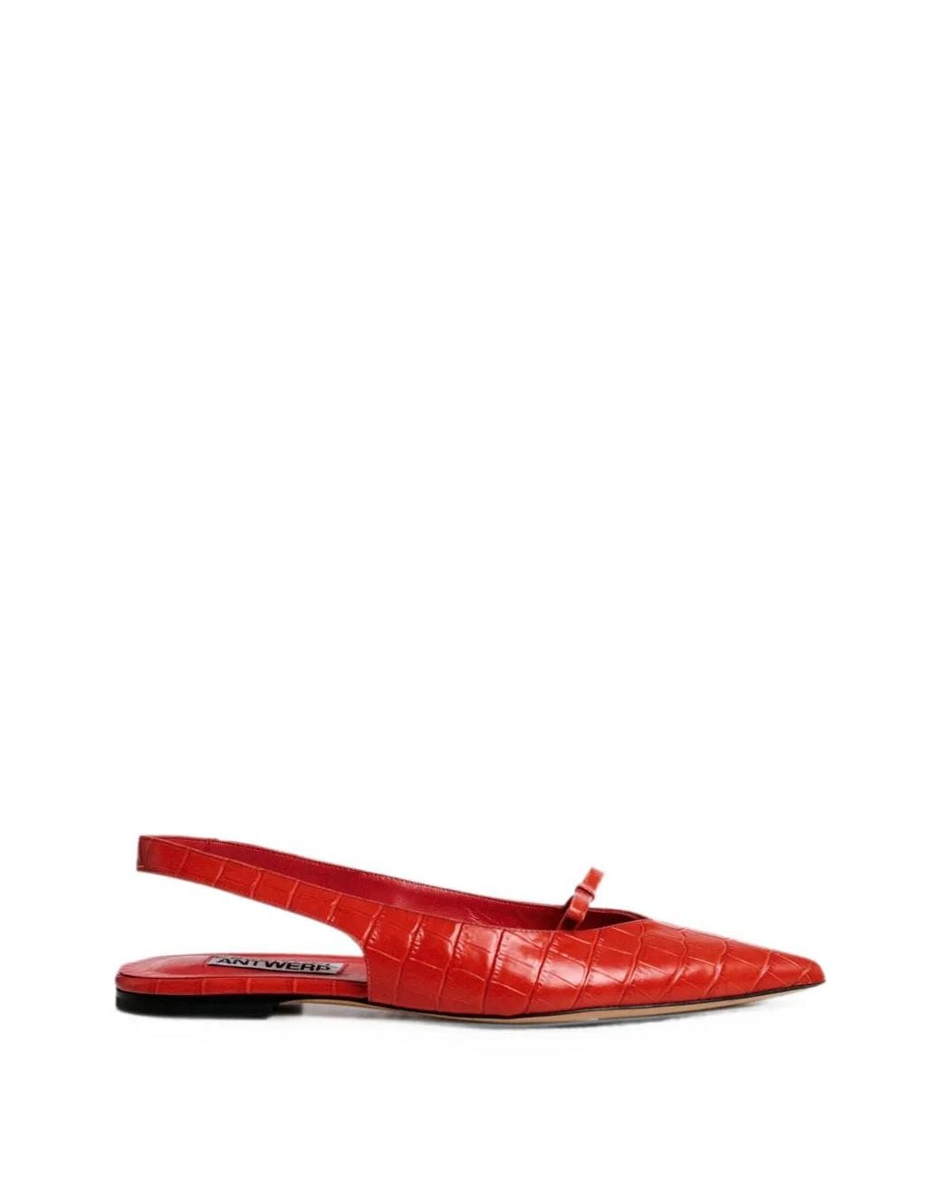 Essentiel Antwerp Red Klat2 Croc-Effect Slingback Flat Pumps