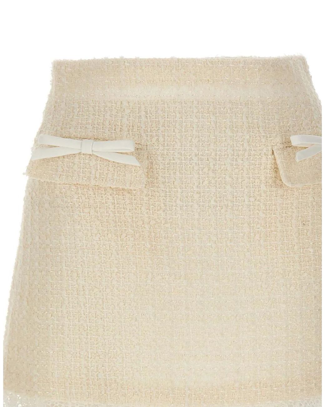 Self-Portrait Natural Bouclé Lace Mini Skirt