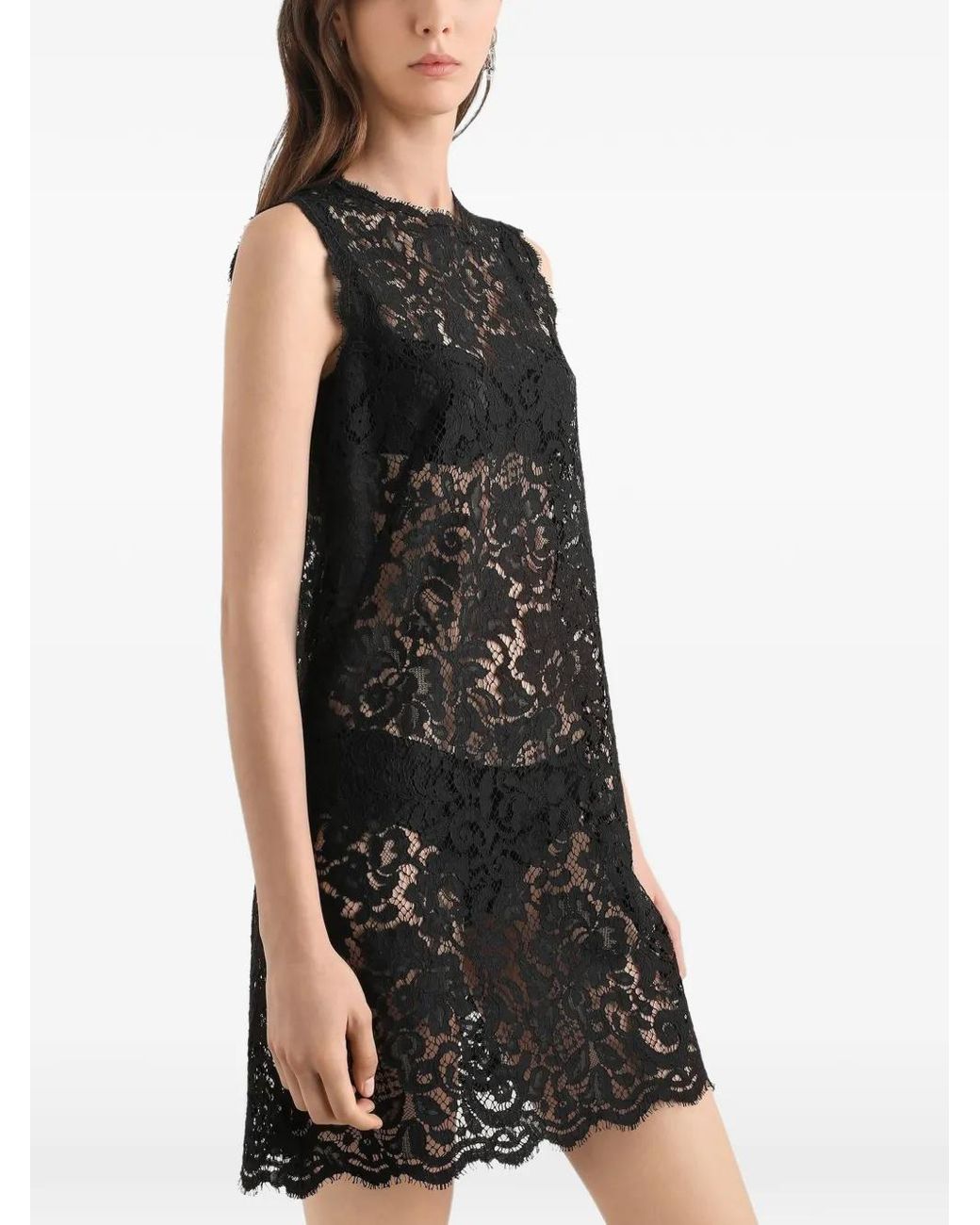 Dolce & Gabbana Lace Zip-Fastening Mini Dress in Black | Lyst
