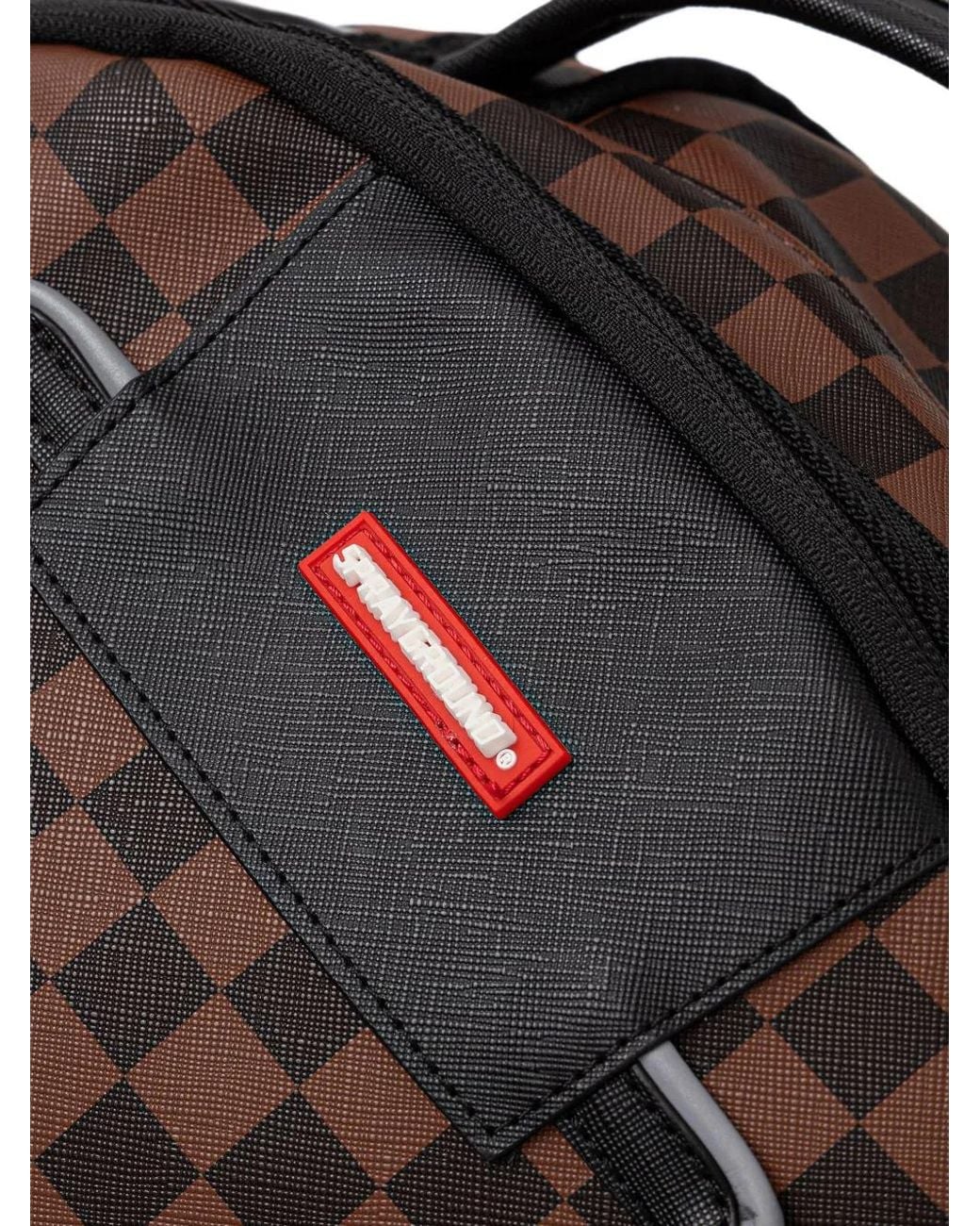 Sprayground Black Check-Print Shark-Motif Backpack