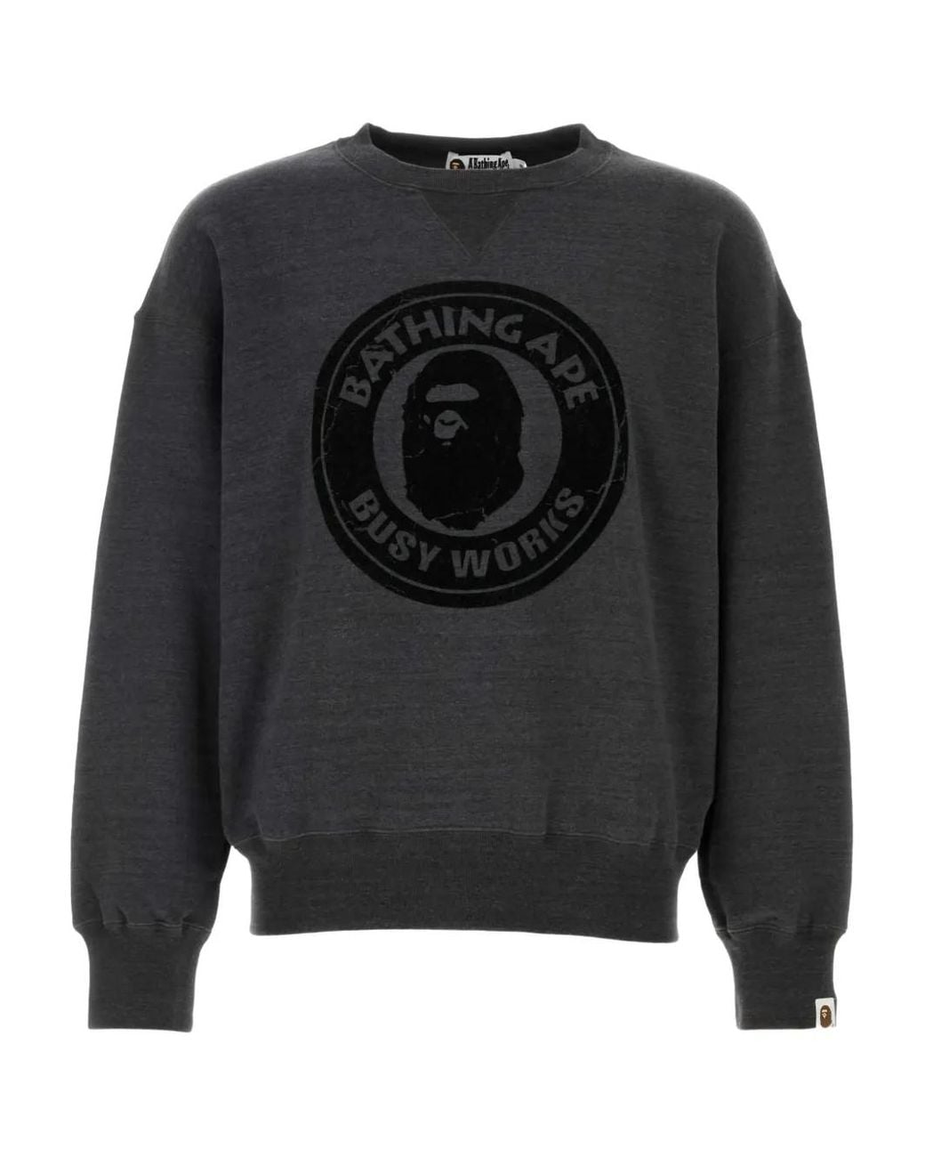 A Bathing Ape Gray Long-Sleeve Graphic Sweater for men