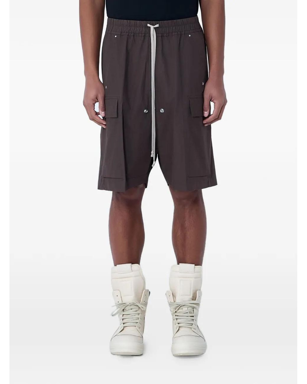 Rick Owens Gray Elasticated Cargo Shorts for men
