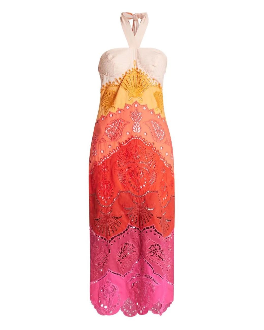open lace back dress Pink Bold Floral Long Sleeve Maxi Dress – FARM Rio main image 0