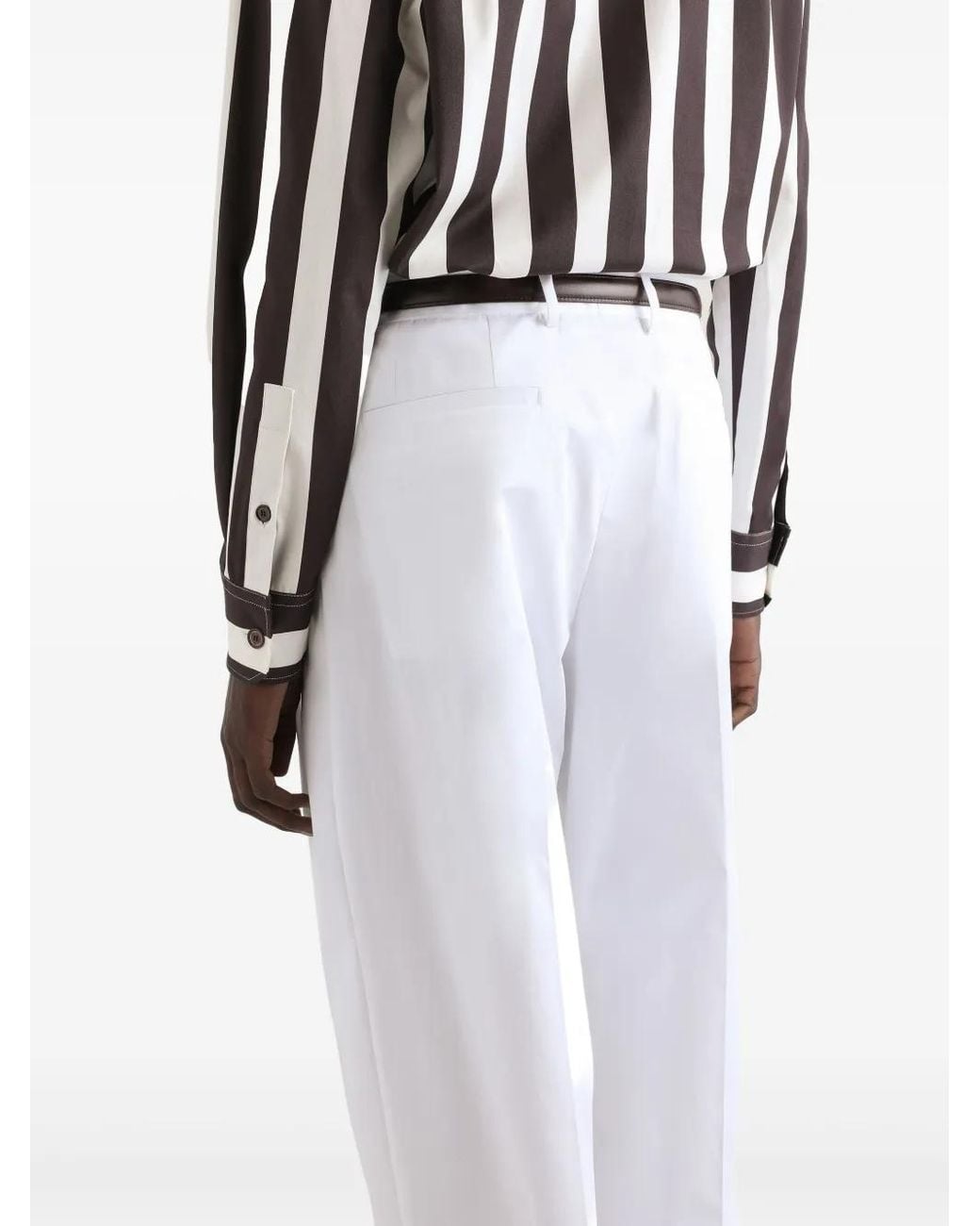 Dolce & Gabbana White Folded-Edge Trousers for men