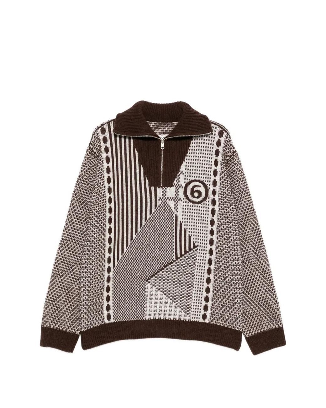 MM6 by Maison Margiela Brown Patchwork Quarter-Zip Knit for men