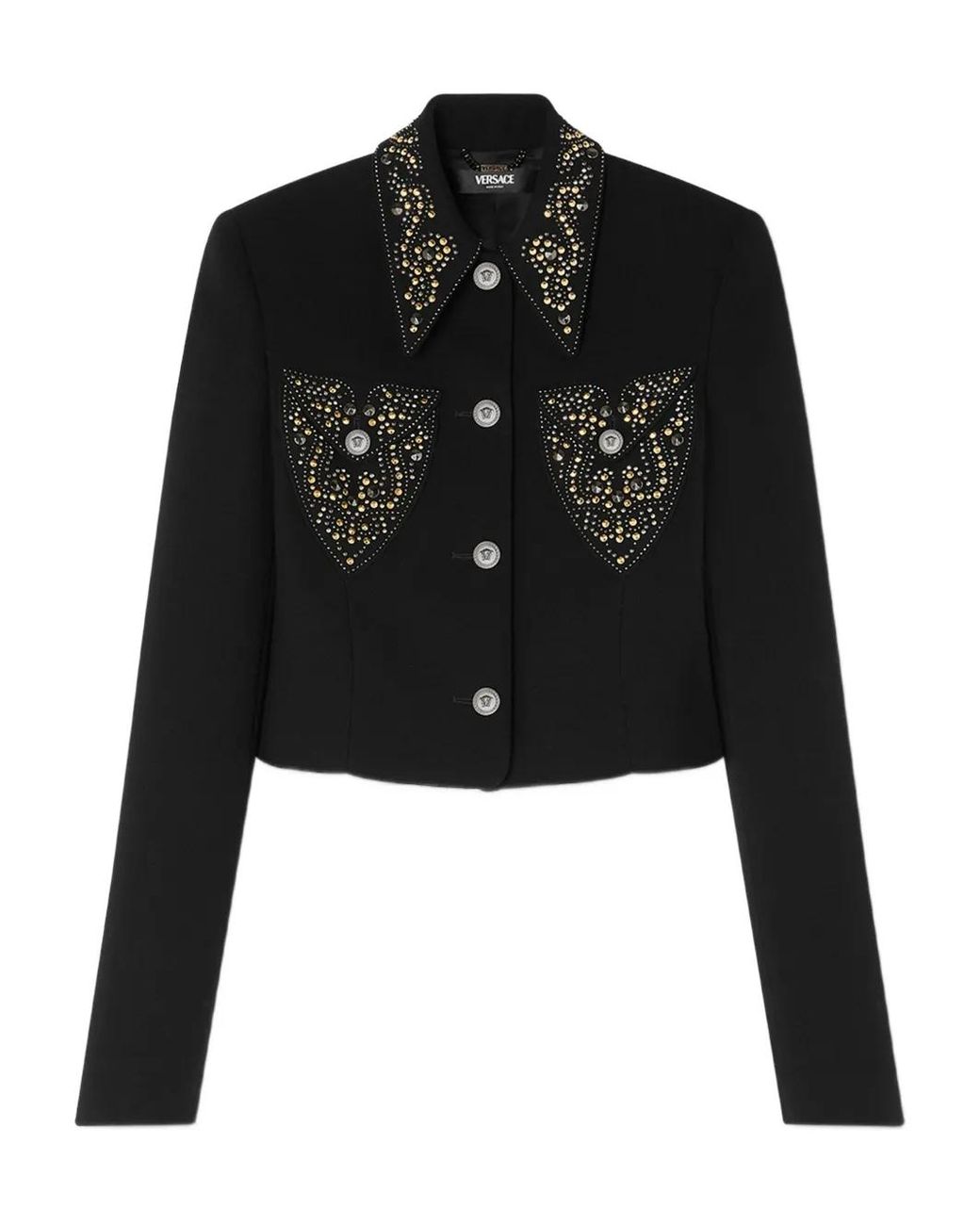 Versace Black Cropped Jacket With Tailored Fit