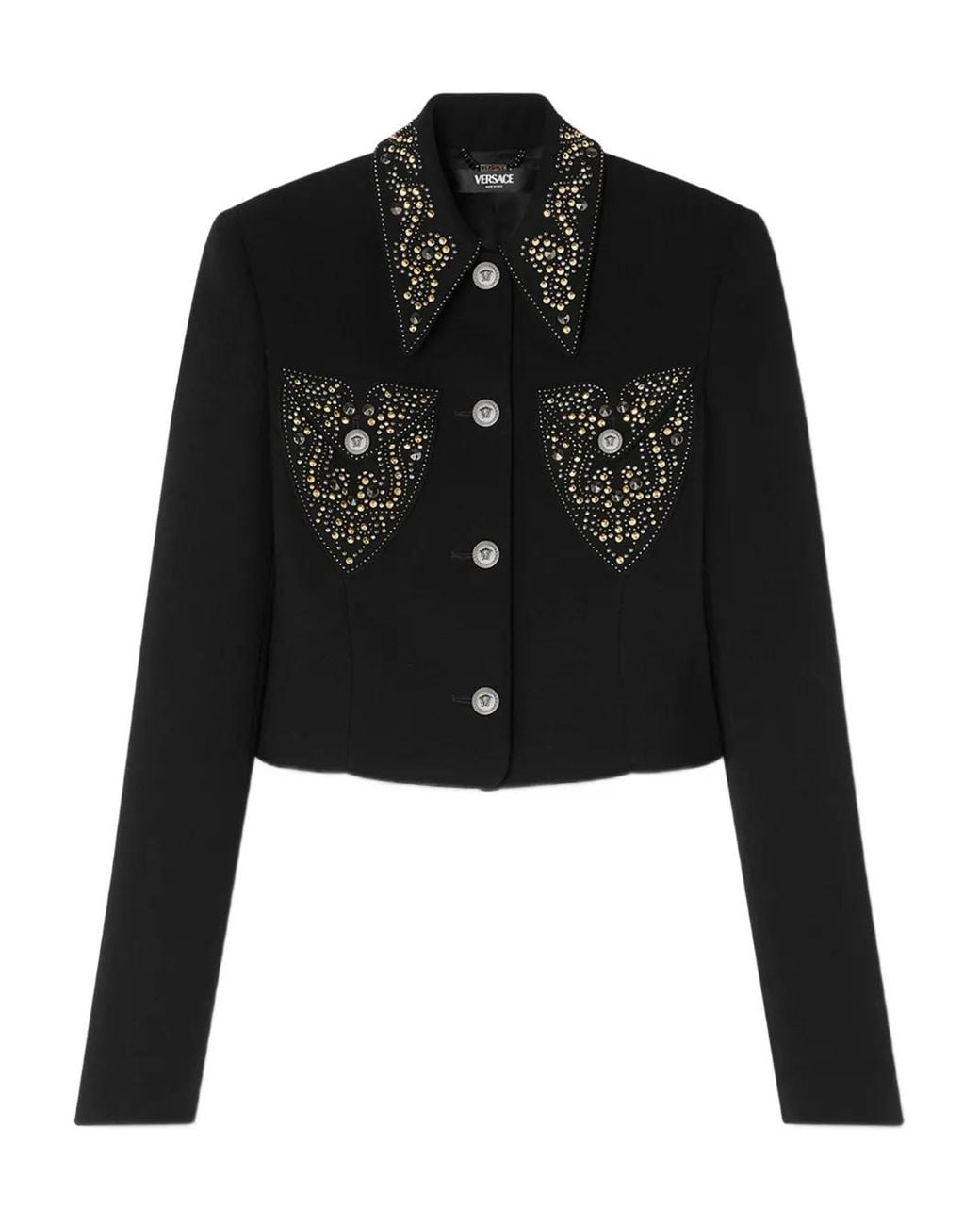 Versace Black Cropped Jacket With Tailored Fit
